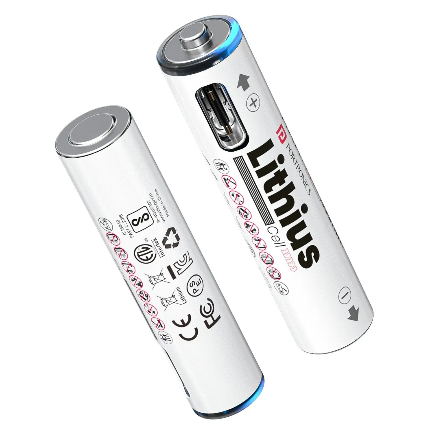 Portronics Lithius Cell - AAA USB-C Rechargeable Lithium-ion Battery, Pack of 2, Type C Charging Port, AAA Size,, Leak Proof Design, LED Indicator Portronics Lithius Cell - AAA USB-C Rechargeable Lithium-ion Battery, Pack of 2, Type C Charging Port, AAA Size,, Leak Proof Design, LED Indicator