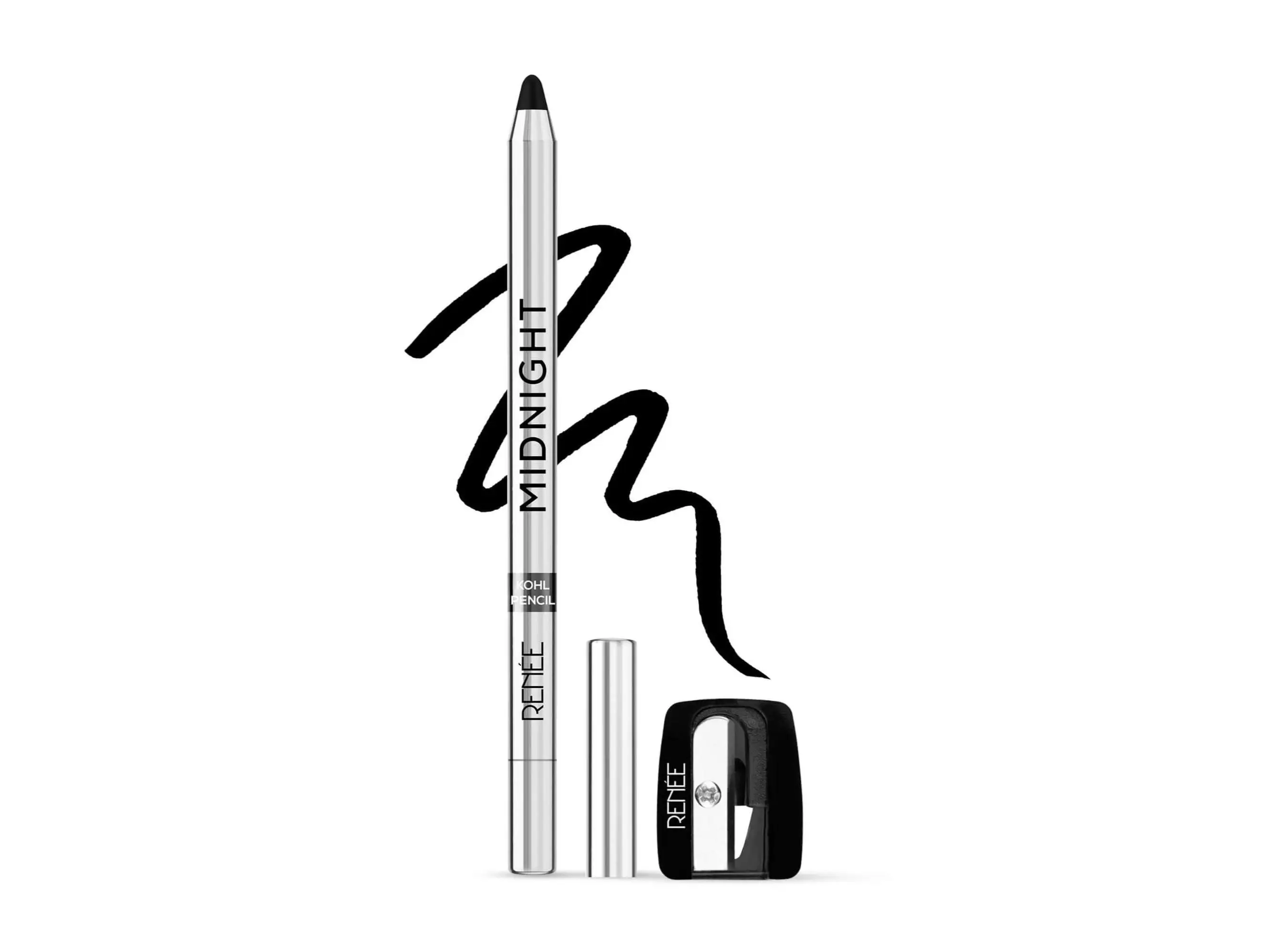 RENEE Midnight Kohl Pencil, Darkest black, One-Swipe-Application with rich color Payoff, Smudgeproof and waterproof, Enriched with Vitamin E, Olive Oil and Castor Oil, 1.5 Gm RENEE Midnight Kohl Pencil, Darkest black, One-Swipe-Application with rich color Payoff, Smudgeproof and waterproof, Enriched with Vitamin E, Olive Oil and Castor Oil, 1.5 Gm