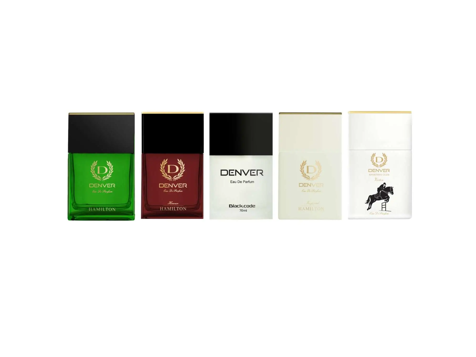 Denver Pack of 5 (Hamilton, Black Code, Imperial, Honour, Victor Perfume) - 70ml Each Denver Pack of 5 (Hamilton, Black Code, Imperial, Honour, Victor Perfume) - 70ml Each