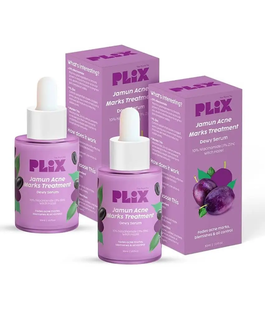 Plix 10% Niacinamide Jamun Face Serum For Acne Marks & Oil Control Skin Clarifying Serum(Pack Of 2) Plix 10% Niacinamide Jamun Face Serum For Acne Marks & Oil Control Skin Clarifying Serum(Pack Of 2)